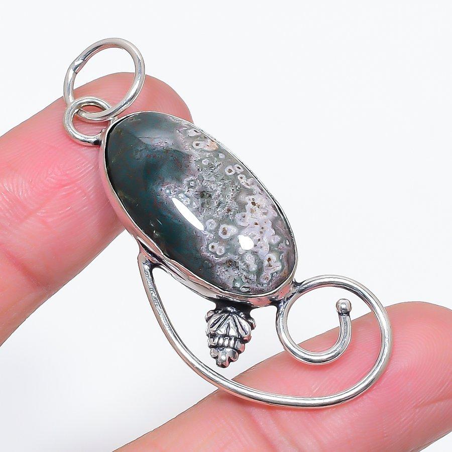 Natural Bloodstone Gemstone 925 Sterling Silver Jewelry Pendant 2.25" D8Q21