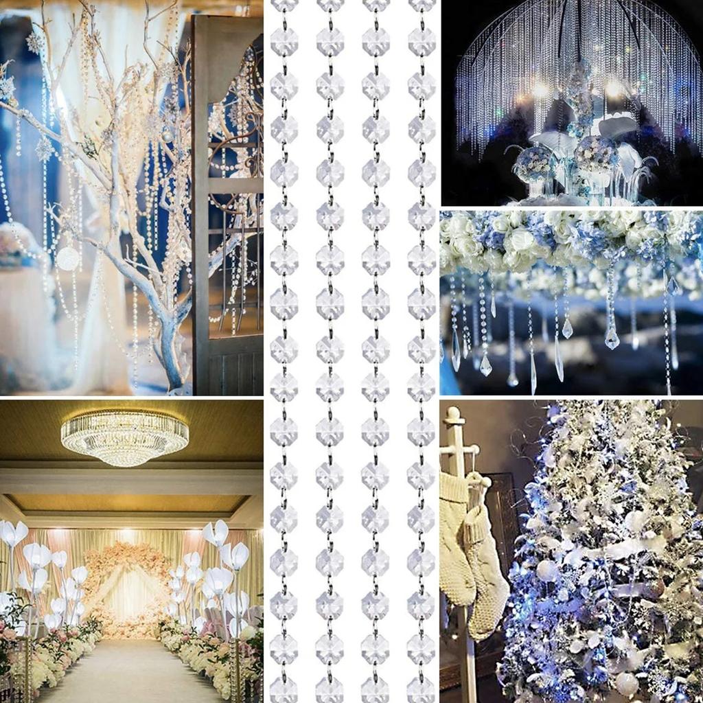 14mm Acrylic Crystal Octagonal Bead Curtain Wedding Road Guide Beads Octagonal Bead Chain KTV Bar Decorative Chain Curtain