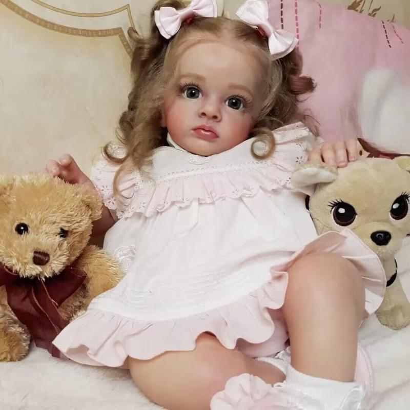 60cm Bambola Realistica di Simulazione Bambino Rinato Tutti Carina Fatta a Mano Capelli Impiantati Bambole Reborn per Bambini Giocattolo di Accompagnamento Regalo di Matrimonio