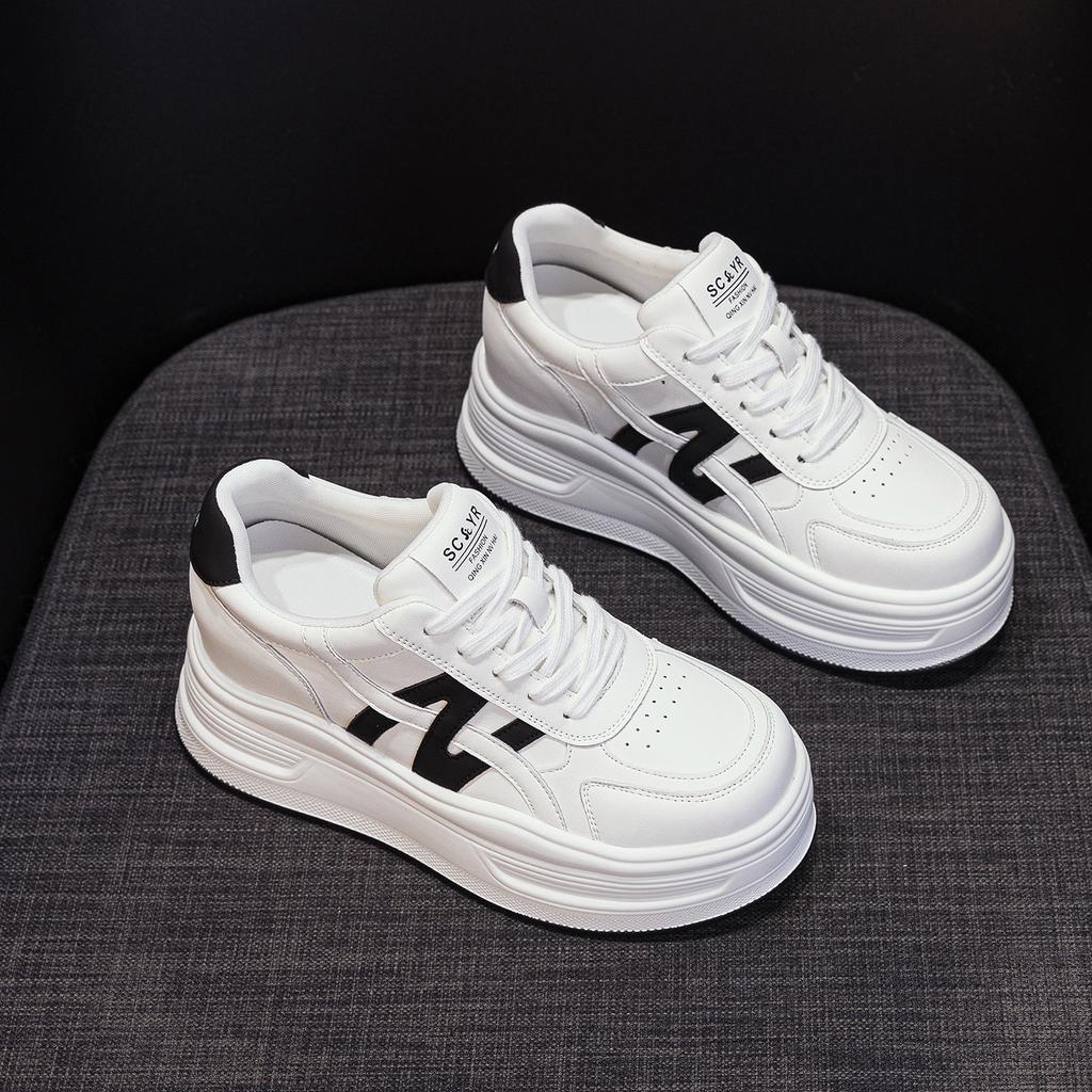 Rutschfeste Schuhe, Damenschuhe, Schuhe mit dicker Sohle zur Höhenvergrößerung, Sport- und Freizeit-Board-Schuhe