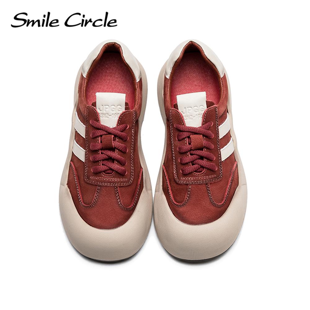 Genuine Leather Women Sneakers Increased Height Thick Bottom Flat Shoes Fashion Retro Casual Shoes