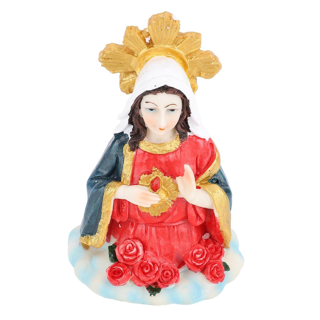 Jungfrau Maria Büste Statue 5 Zoll Harz Exquisit gefertigt Tischplatte Herz Mariens Figur