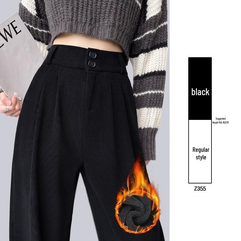 Women's High-End Black Drapey Straight-Leg Wide Suit Pants - Slimming, Casual Fit for Spring/Summer, Ideal for Pear-Shaped Bodies.