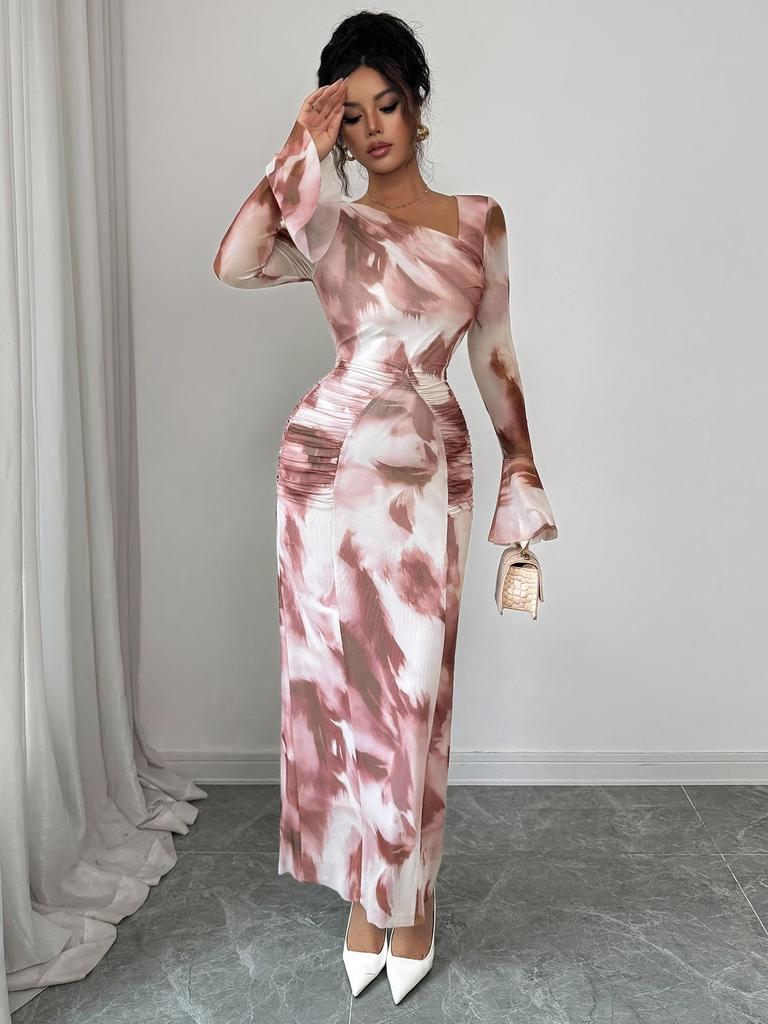 2025 Elegant Tie-Dye Mesh Dress with Stylish Design