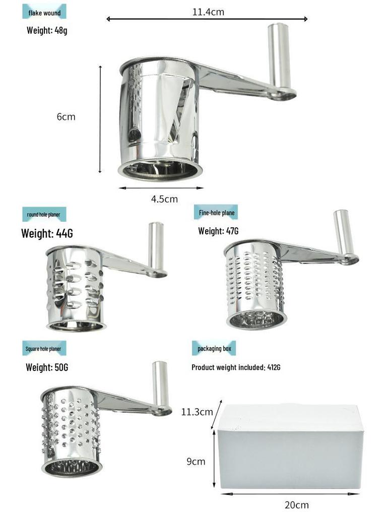 Stainless Steel Hand-Crank Rotary Cheese Grater for Home Use
