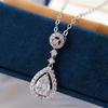 Luxury Pear-Shaped Diamond Pendant Necklace for Women – Water Drop Design with Clavicle Chain.