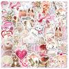 10/30/60pcs Pink INS Style Coquette Stickers Aesthetic Graffiti Decals DIY Guitar Laptop Luggage Cute Cartoon Sticker Pack