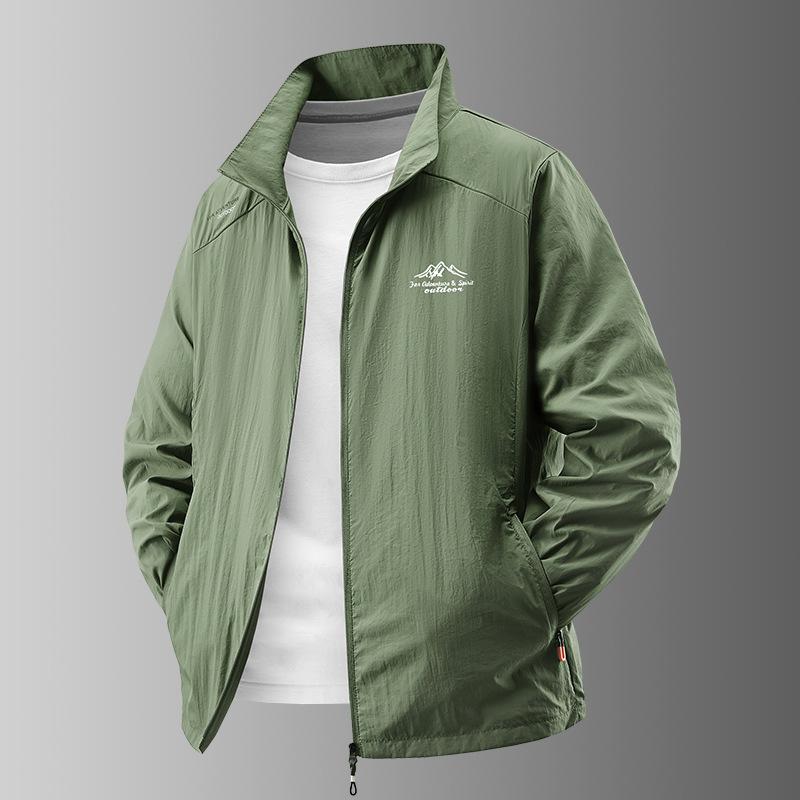 Ice Silk Sunscreen Clothing Men's Summer Thin Simple Color Outdoor Loose Plus Size Hooded Sun-protective Clothing Jacket Coat