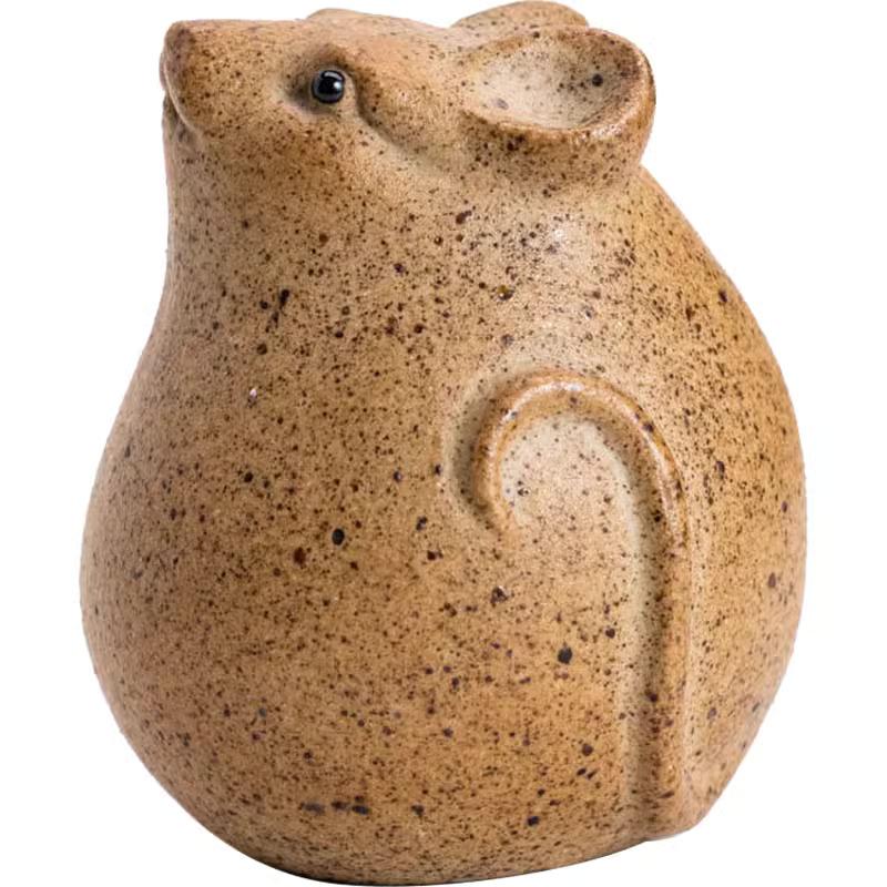Handmade Coarse Pottery Mouse Tea Pet Cute Animal Figurine Modern Gongfu Tea Accessory for Home Decor