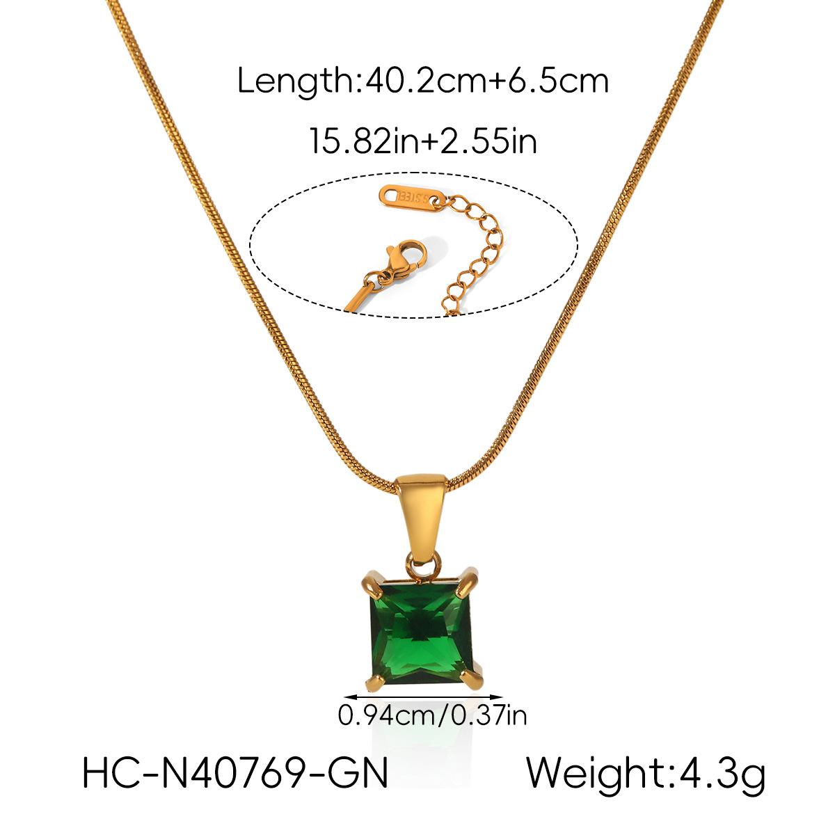 

Euro-American Ins style minimalist zircon women s pendant light luxury high-end clavicle chain necklace stainless steel зелений