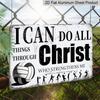 2D Flat, 1pc "I Can Do All Things Through Christ" Volleyball Aluminium Sign 8x12 Inch - Philippians 4:13 Bible Verse, Volleyball Player Silhouette