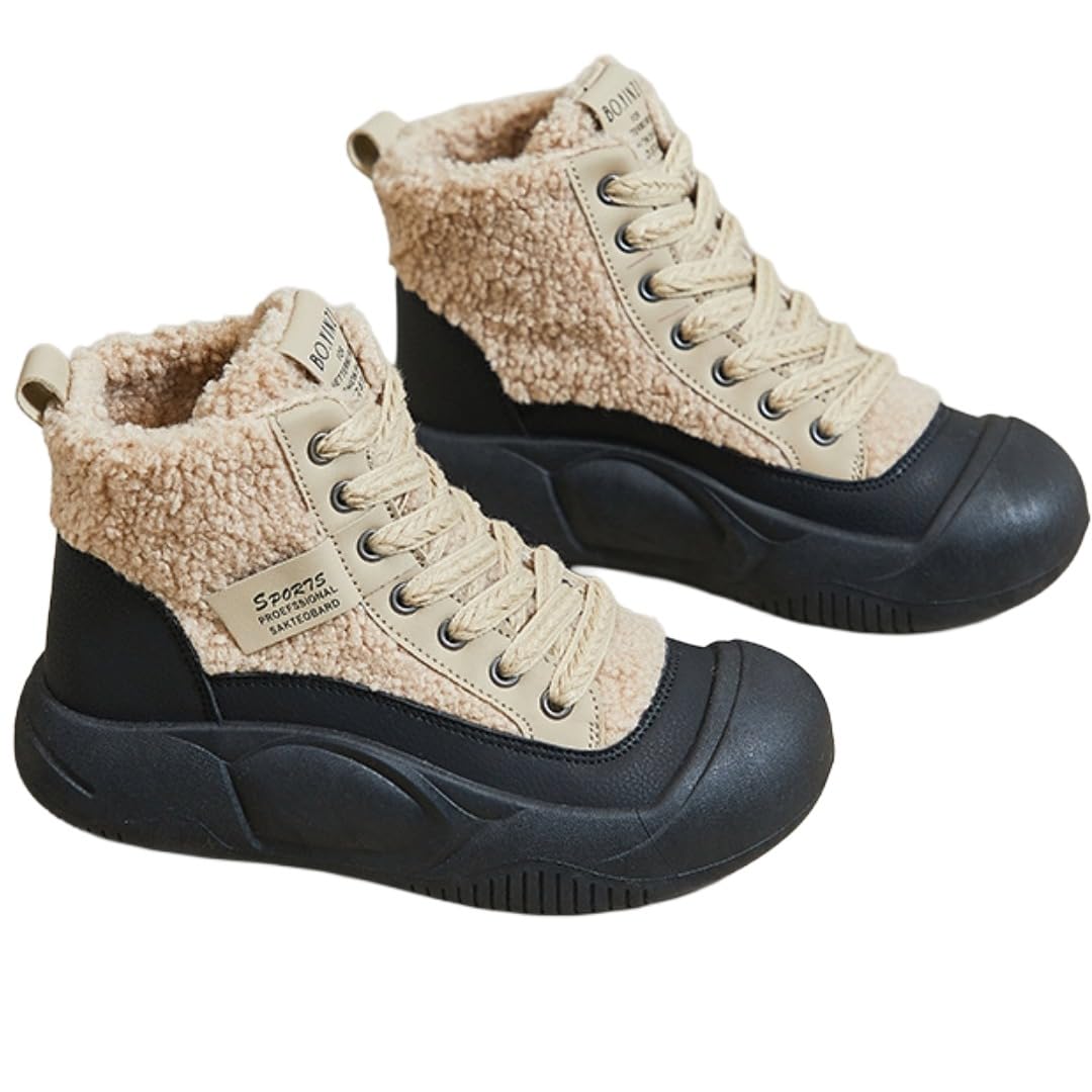 FleurUneffe Fluffy 4cm Platform Shearling Sizes Warm Winter Size Women s BootsSnowshoes 24235 Fleece-Lined Warm Non-Slip BootsSneakers 6500₽