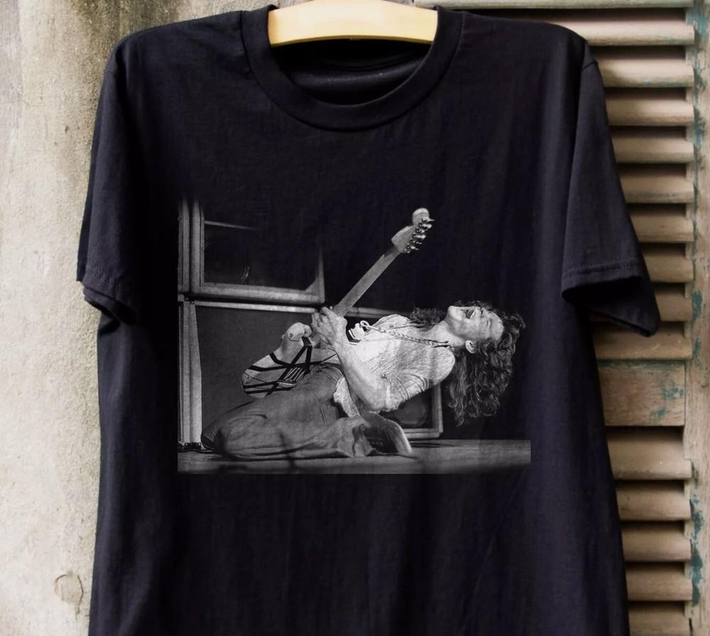 

Редкая хлопковая черная футболка унисекс с гитаристом Эдди Ван Халеном S-5XL 3XL
