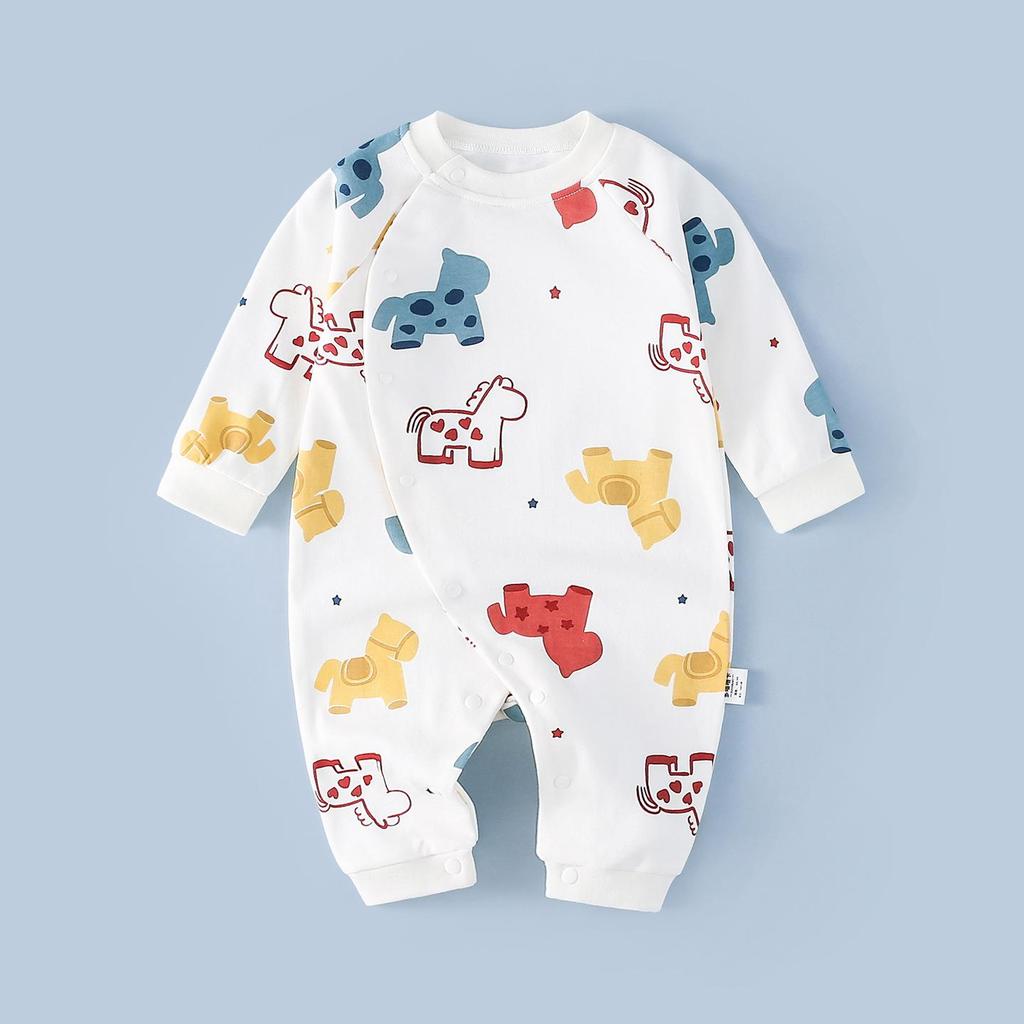 Unisex Cotton Baby Romper - Spring/Autumn Cartoon Onesie for Newborns