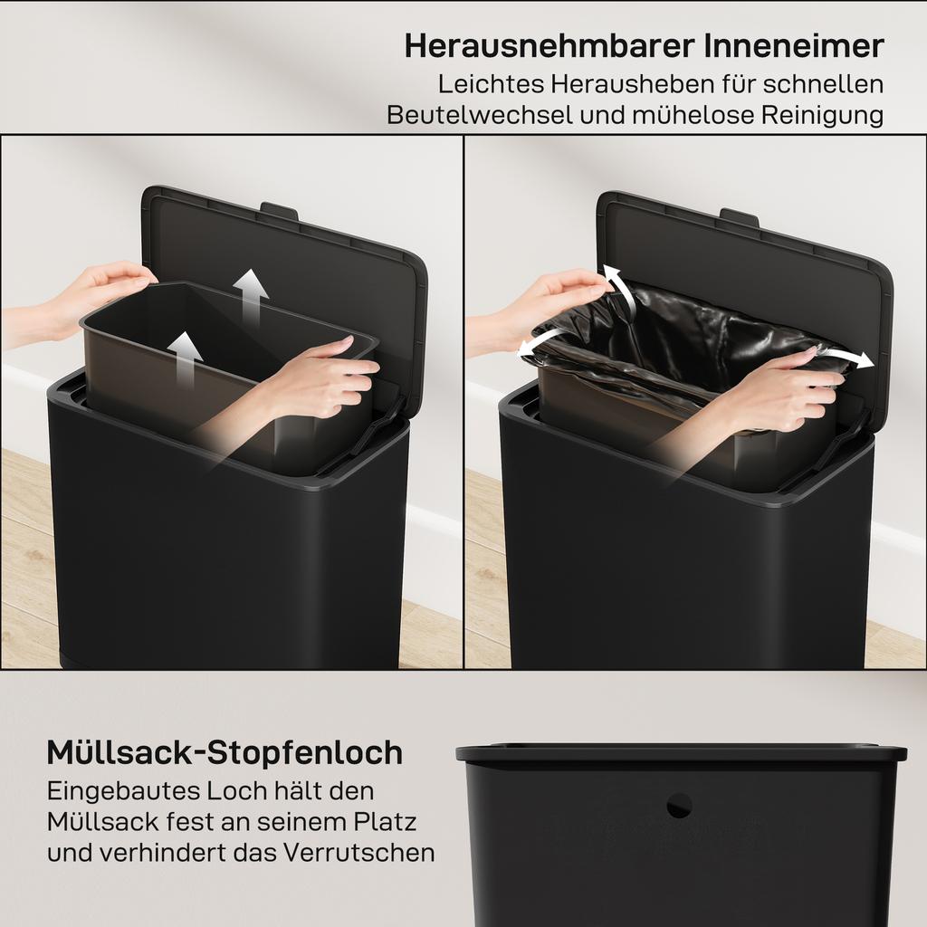 8L Hanging Kitchen Bin, Rubbish bin with Lid and Removable Inner Bucket for Kitchen Cabinet Door, Under Sink, Office