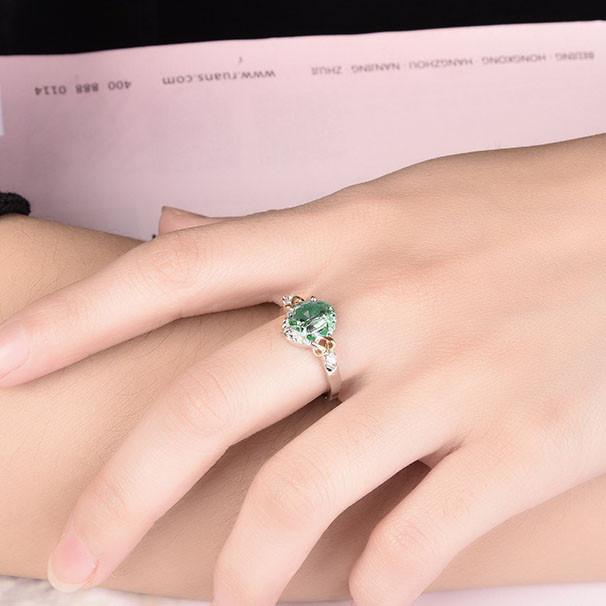 Copper Encrusted Zircon Ellipsoid Ring Hand Jewelry Woman Fashion Simple Gift