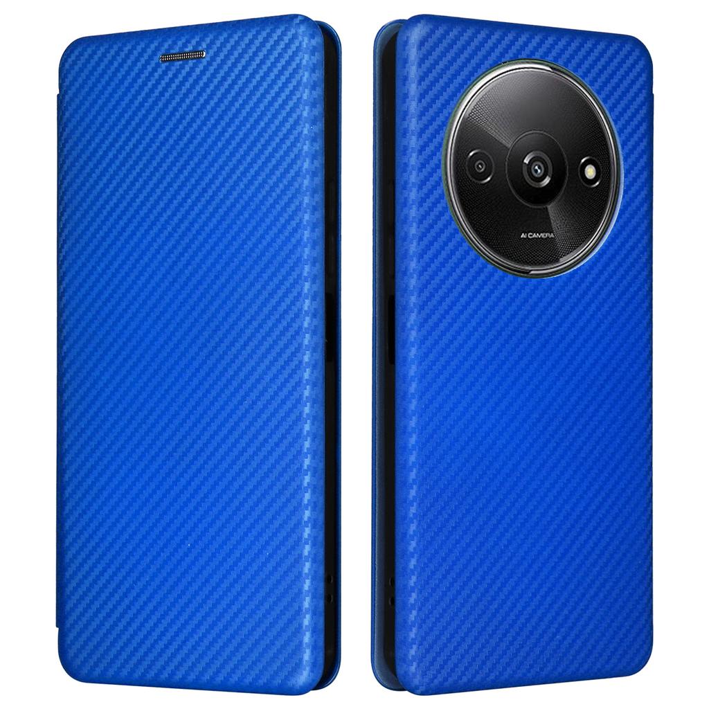 For Xiaomi Redmi A3/Poco C61 4G Protective Case Leather Carbon Fiber Texture Magnetic Phone Cover