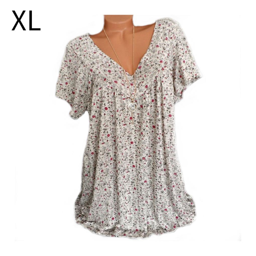 Women T-shirt V Neck Short Sleeve Top Printed Casual Summer T Shirt