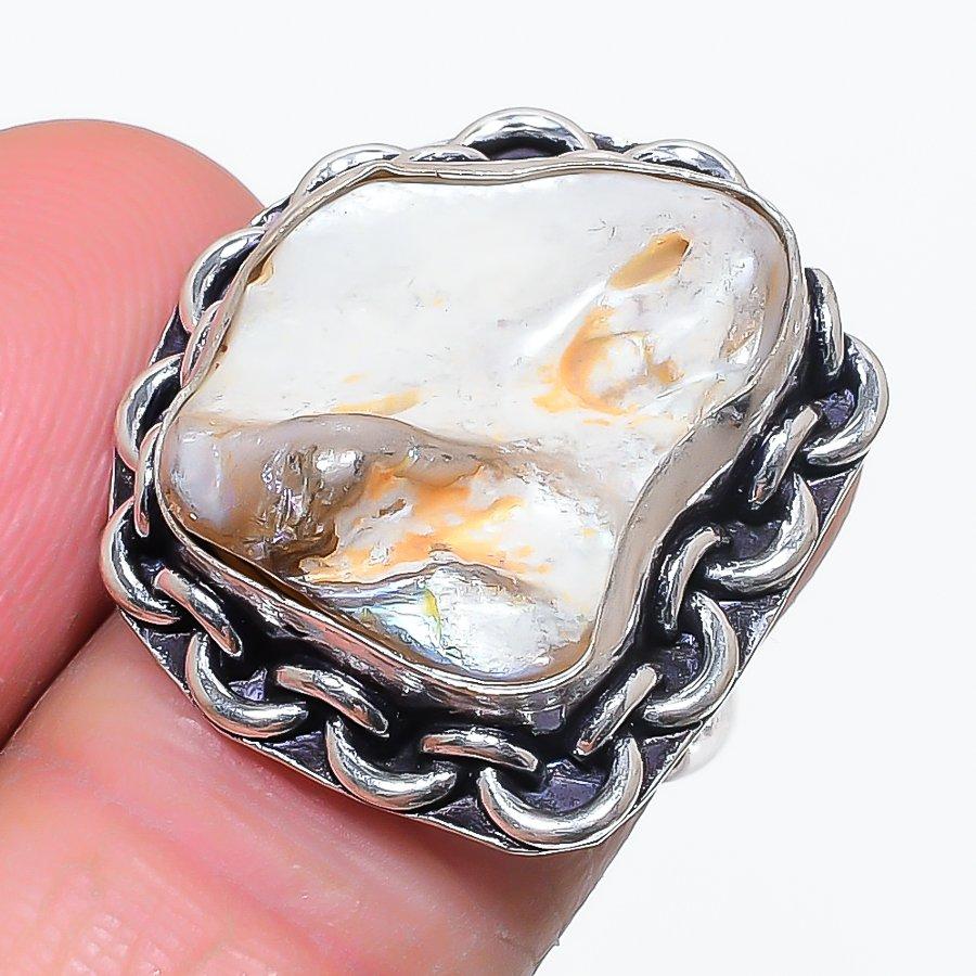 

Biwa Pearl Handmade 925 Sterling Silver Jewelry Ring Size 6.5 O8t21