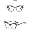 Women's Glasses, Fashionable Large-frame Metal Cat Eye Hollow Glasses.
