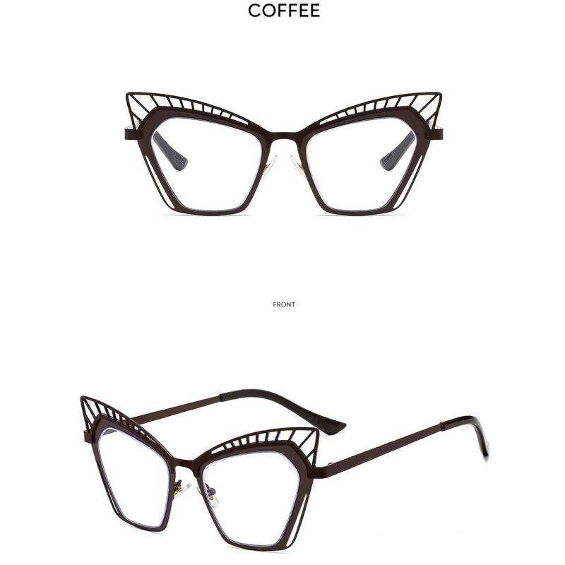 Women's Glasses, Fashionable Large-frame Metal Cat Eye Hollow Glasses.