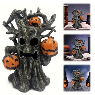 Halloween Pumpkin Tree Wear Resist Halloween Monster Figurine Multi-Purpose Vintage Resin Statue for Home & Office Decor