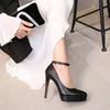 Women's high heels 2026 summer slim heel waterproof platform black work shoes 12cm single shoe women