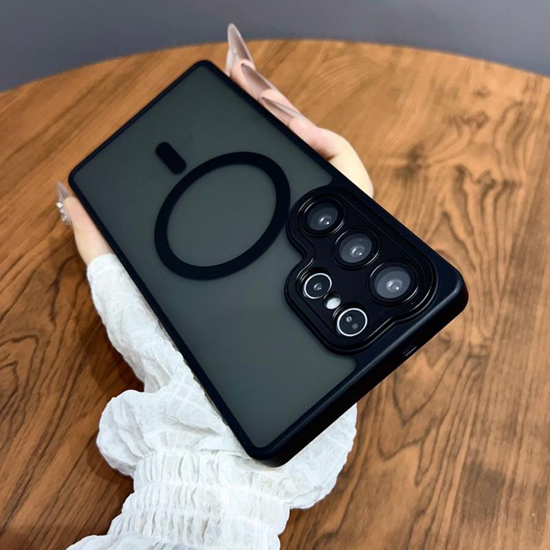 Magnetic Luxury Matte Translucent Armor Shockproof Case For Samsung Galaxy S25 S23 S24 Ultra Plus Magsafe Wireless Charge Cover