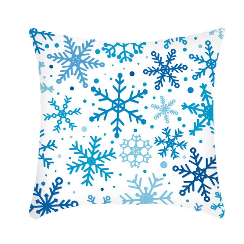 Christmas Blue Ice Snow Deer Digital Printing Short Plush Pillow Covers For Car Sofa Office Cushion Cover Home Goods 60X60Cm