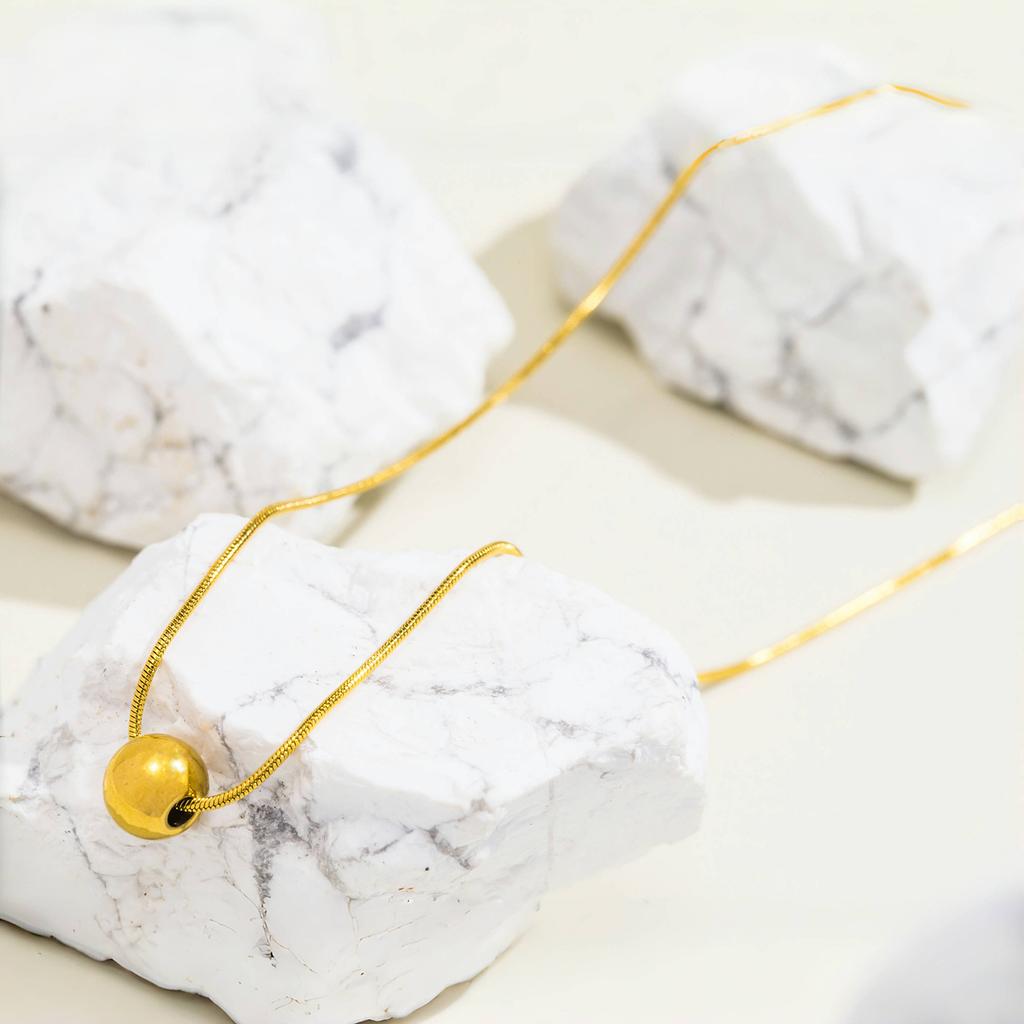 Minimalism Stainless Steel Round Bead Necklace Handmade Chain Collar Necklace Tarnish Resistant Jewelry for Women