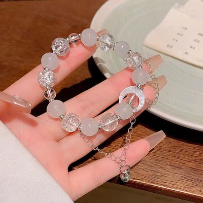 Super Fee Glöckchen Mond Armband Damen Retro Hochwertiges Gefühl Personalisiertes Perlenarmband Freundin Geschenk Hand