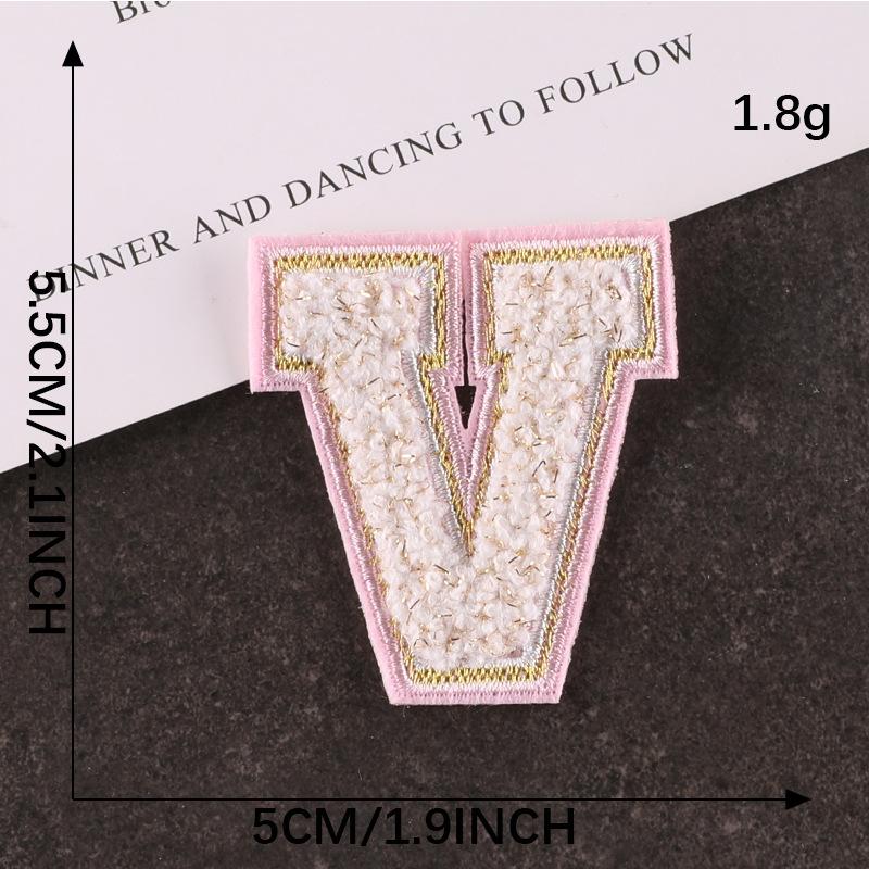 Computer Embroidery Gold Silk Towel Embroidery Cloth Label English Alphabet Hand Account Diy Patch Accessories Chenier Embroidery Cloth Sticker