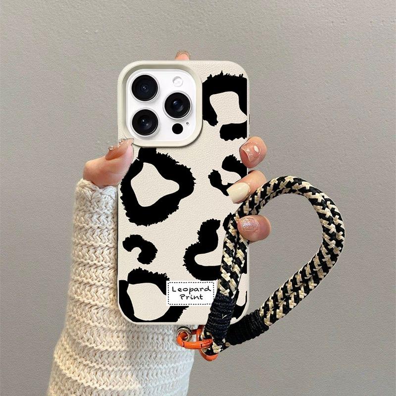 Case For POCO F7 Ultra F5 F6 M7 M6 X5 X6 X7 PRO X3 X4 GT Xiaomi 14T 15T Pro 15 Leopard Print With Lanyard Matte PU Leather Cover