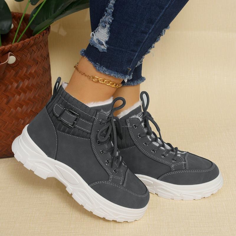 Women's shoes high-top shoes large size velvet warm cotton shoes winter new thick baseplate shoes casual snow boots women