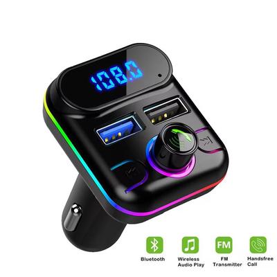 4,2 A Dual-USB-Autoladegerät, Auto-FM-Transmitter-Modulator, Bluetooth 5.0-Freisprecheinrichtung, Auto-Audio-MP3-Player mit Umgebungslichtunterstützung, U-Disk-TF-Karte