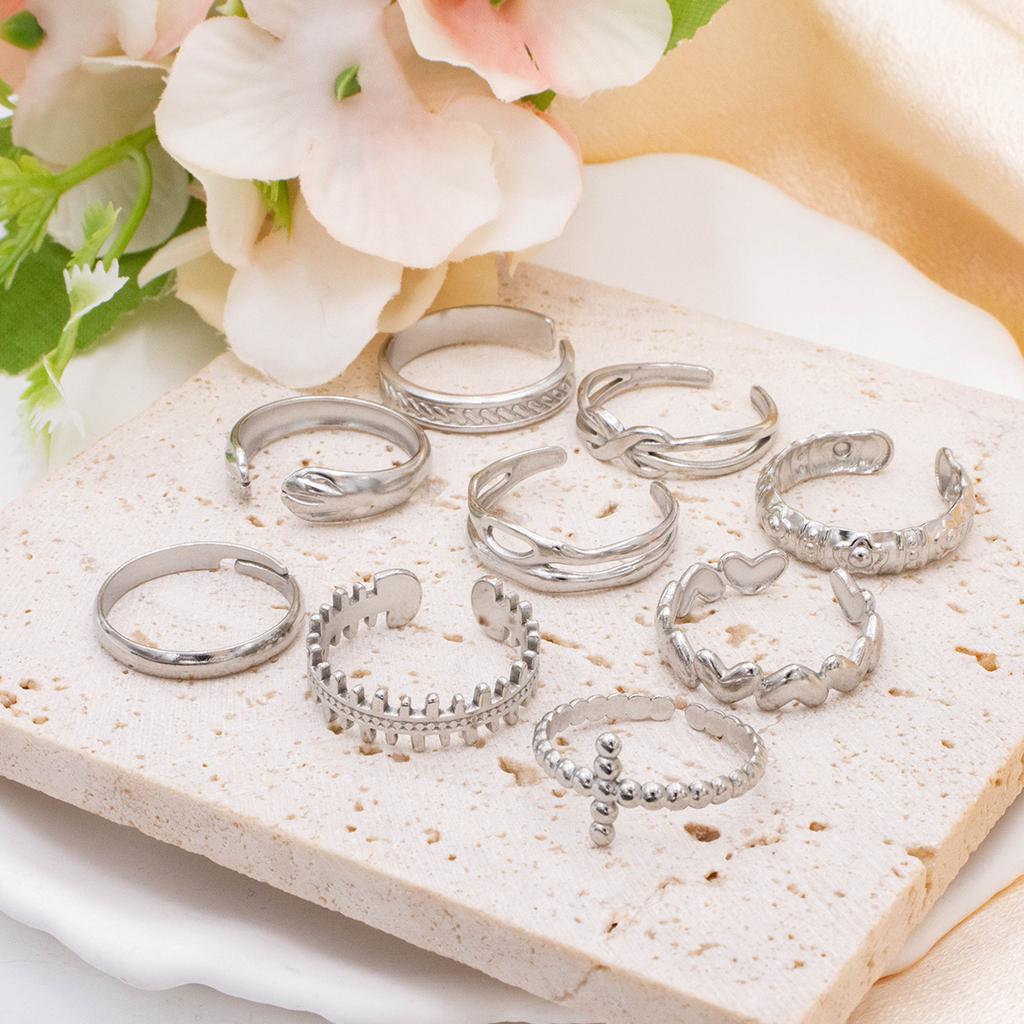 Fashion Stainless Steel Stainless Steel Rings for Women Adjustable Sliver Color Open Rings Female Jewelry Weddings Gifts