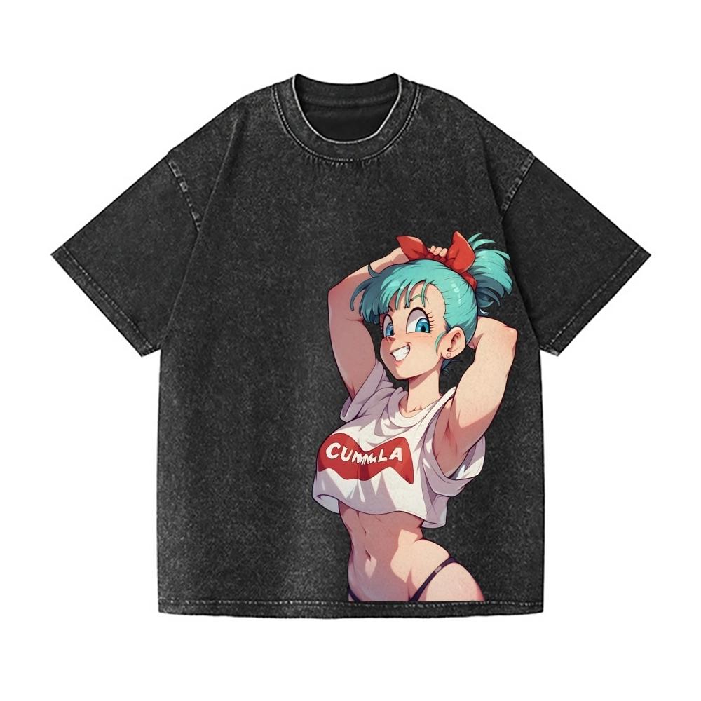 

Dragon Ball Bulma Vintage Wash Japanese Design T-Shirt High-quality Streetwear Men s Clothing Women T Shirt S