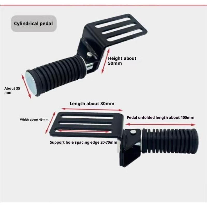 2-Pack Folding Metal Foot Pegs for Motorcycle, Electric Bike DIY Comfortable Front Footrest Cruising Accessories