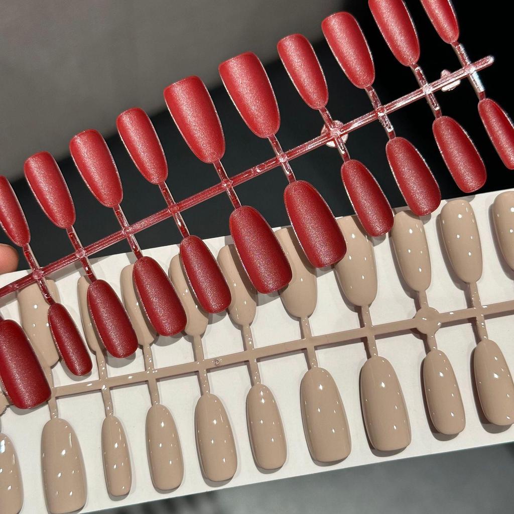 Red High Heel Pre-Made Wearable Nails - 30 Handmade Semi-Finished Skin-Brightening Nail Art Stickers