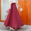 Two-Tone Satin Chiffon Lace-up Dance Midi Skirt for Women