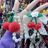 Korean Style Beaded Bow Heart Keychain & Phone Case Charm