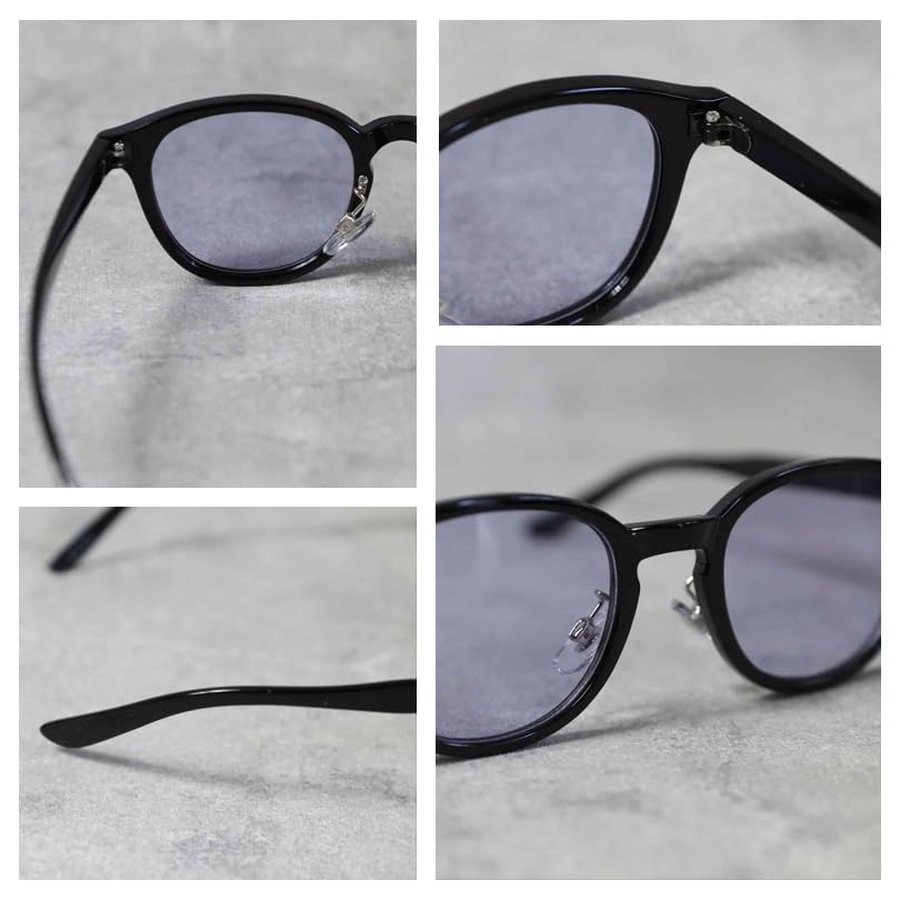 (Eight) Colorful Wellington Sunglasses, Clear Wellington Style Frame with Dedicated Case, Champagne x Clear F