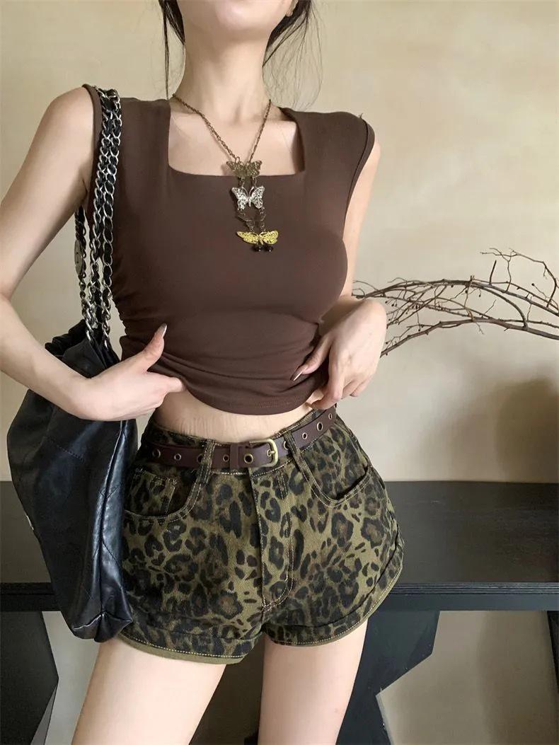 

Женские облегающие шорты с леопардовым принтом в стиле ретро-варенки - Уличный стиль пустоши XXL цветной печати леопарда