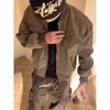 CleanFit Men's Brown Short Harrington Jacket - Retro Workwear Bomber Baseball Style