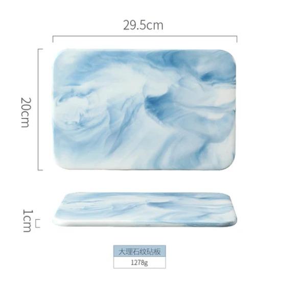 New Marble Cutting Board Dinner Plates Ceramic Tray Golden Border Plate Dinner Set Plates and Dishes Kitchen Utensils Porcelain