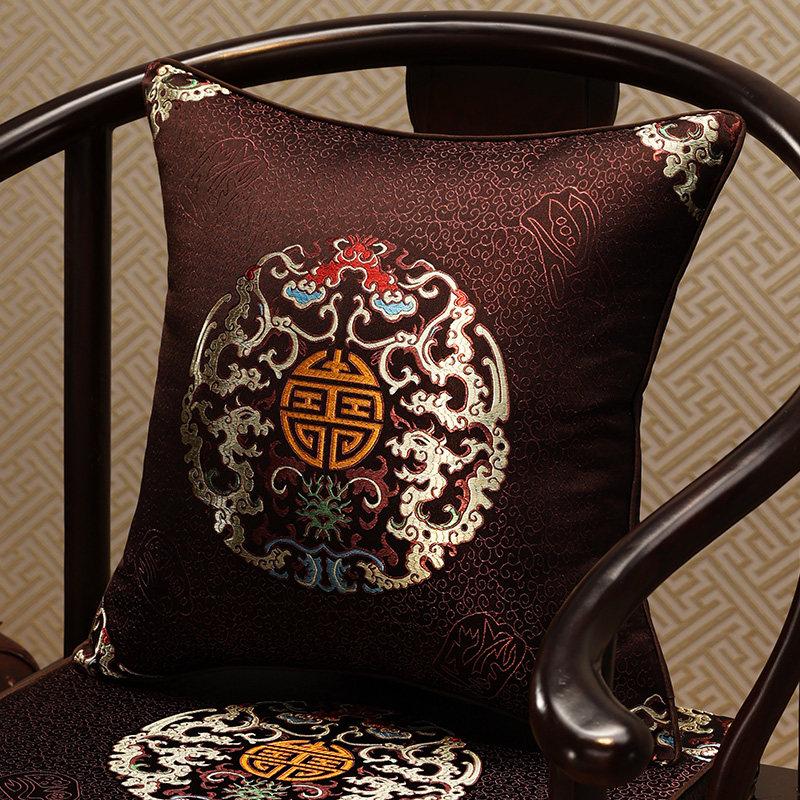 Chinese-Style Jacquard Square Pillow Cover Embroidered Lumbar Pillow Case Sofa Large Backrest Cover Hotel Office Home Decor