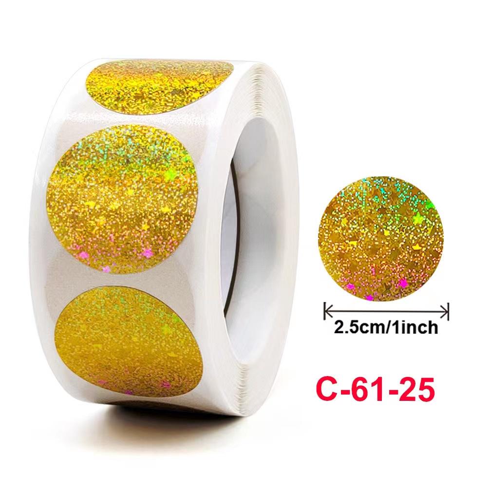500 Colorful Laser Glitter Reward Stickers – Round Adhesive Seals for Gifts & Packaging