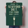 Seafood Diet Funny Quote With Fork Metal Poster Metal Signs Wall Art Custom Tin Sign for Home Decoration House Decor Wand Deko