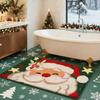 Santa Claus Bath Rug Fuzzy Santa Absorbent Floor Mat Washable Non-Slip Christmas Bathtub Rug for Bathroom Shower Laundry Room Entrance Decor