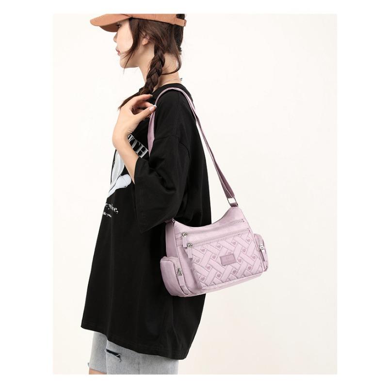 Autumn Large Bag Multi-Compartment Women Shoulder Bag Creative Diamond Stitching Crossbody Bag Large Capacity Nylon Fabric Women Bag